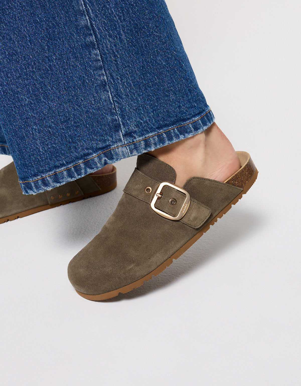 Khaki Suede Clog  - Oslo