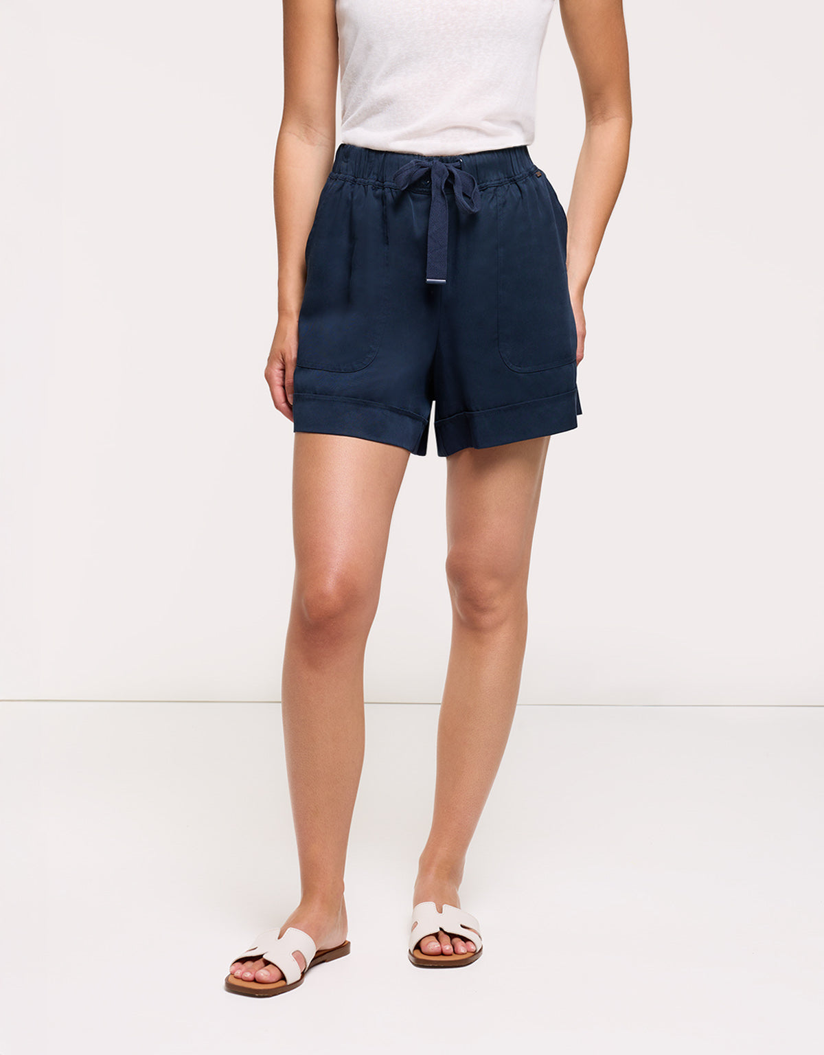 Tencel Bermuda shorts Navy Blue - Ducano