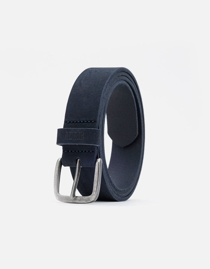 Leather Belt with Navy Blue Buckle - Kai