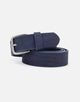 Leather Belt with Navy Blue Buckle - Kai