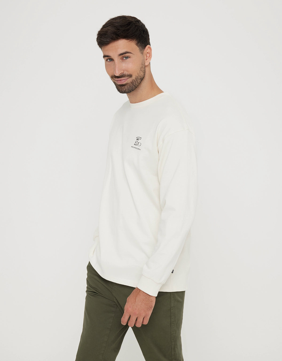 Sudadera sin Capucha con Estampado Blanco - Isalow 