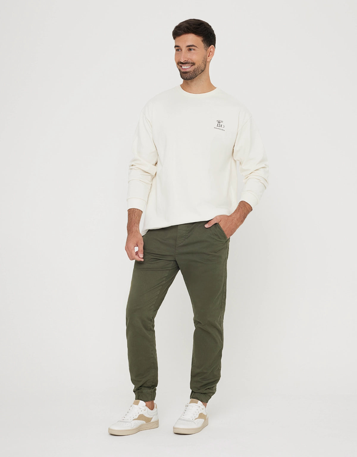 Sudadera sin Capucha con Estampado Blanco - Isalow 