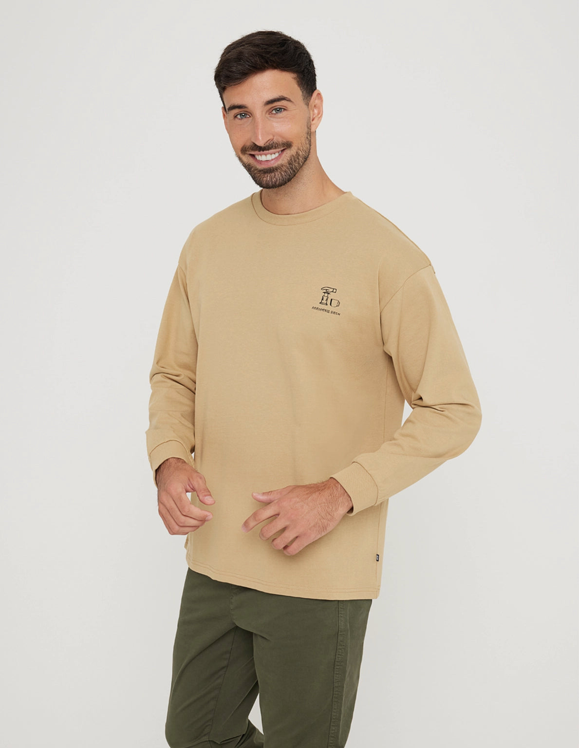 Sudadera sin Capucha con Estampado Marrón - Isalow 