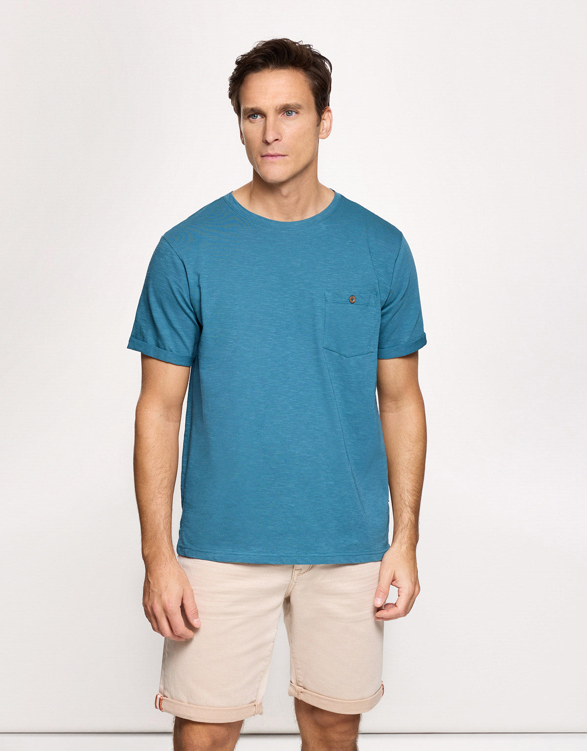 Camiseta Manga Corta Turquesa Oscuro - Button