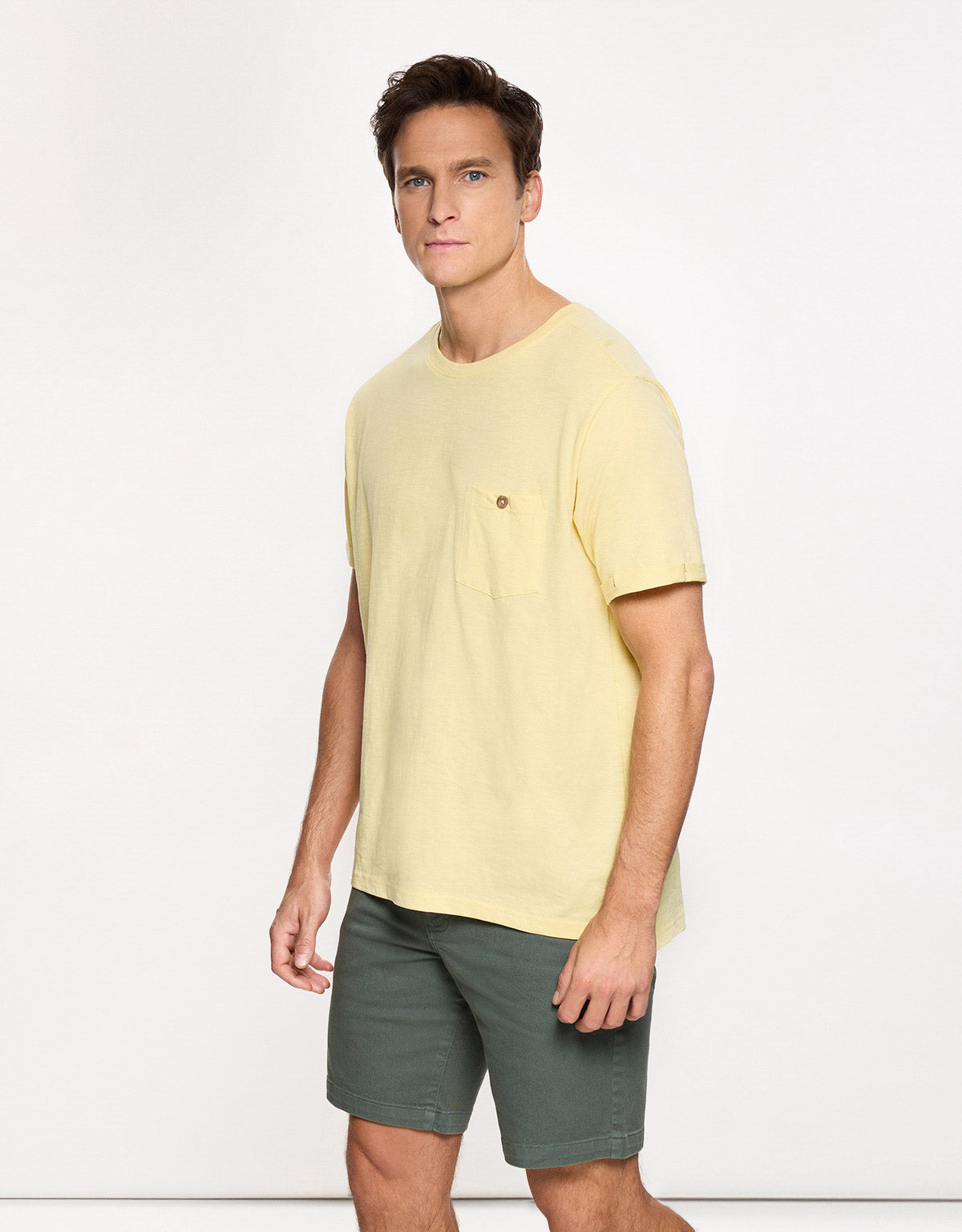 Camiseta Manga Corta Amarillo Pastel - Button 3