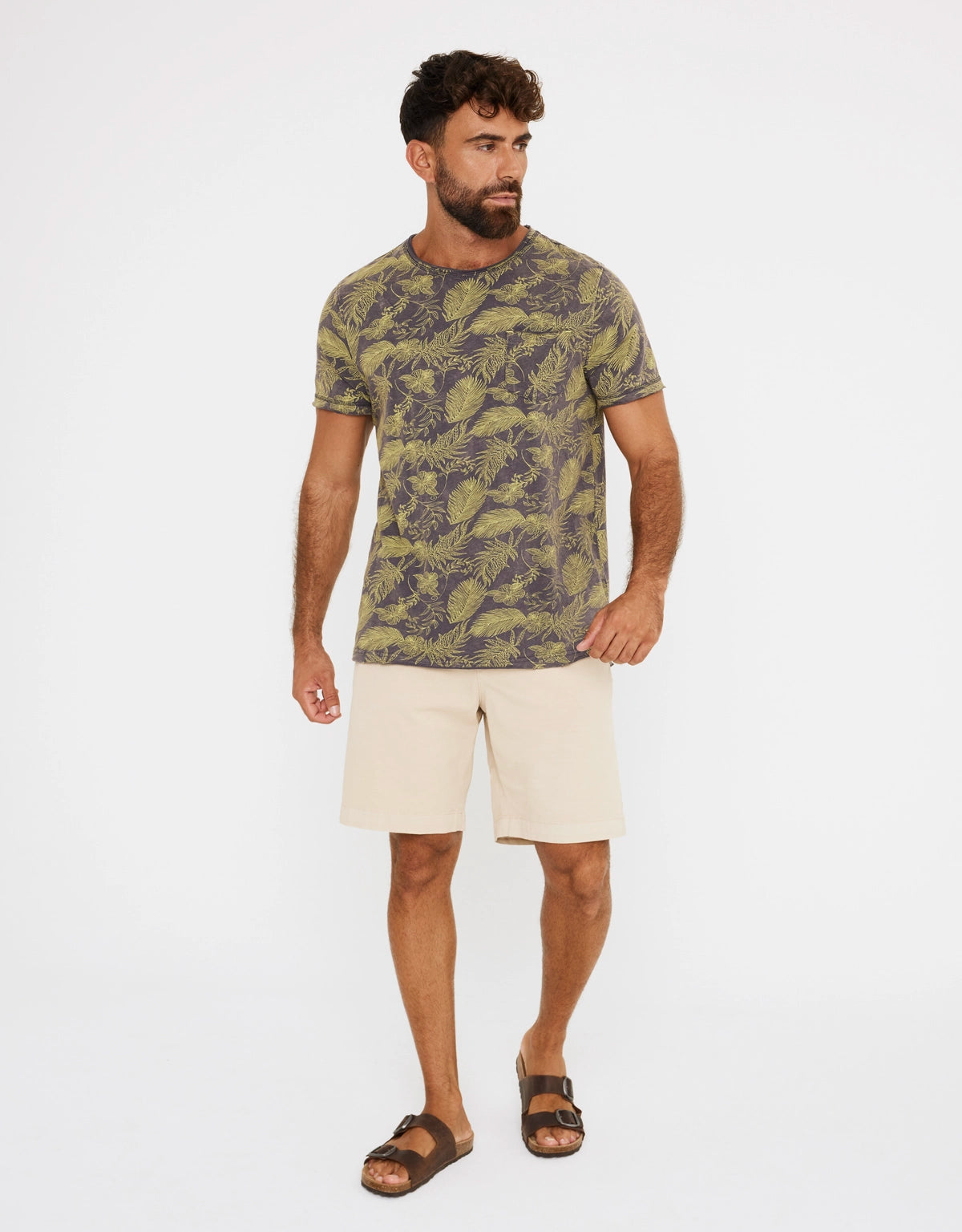 Short Sleeve Leaf Print T-Shirt - Mauicam
