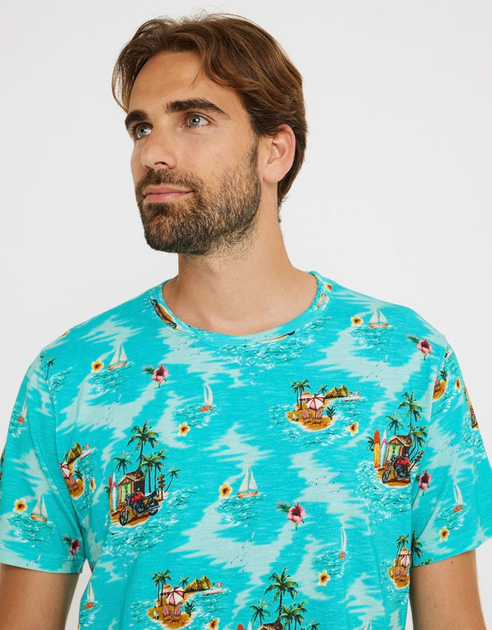 Turquoise Short Sleeve T-shirt - Beachmoto