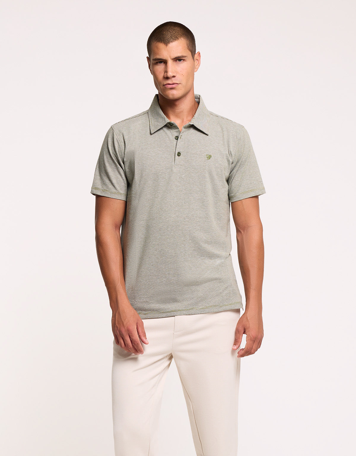 Khaki Striped Polo Shirt - Disi
