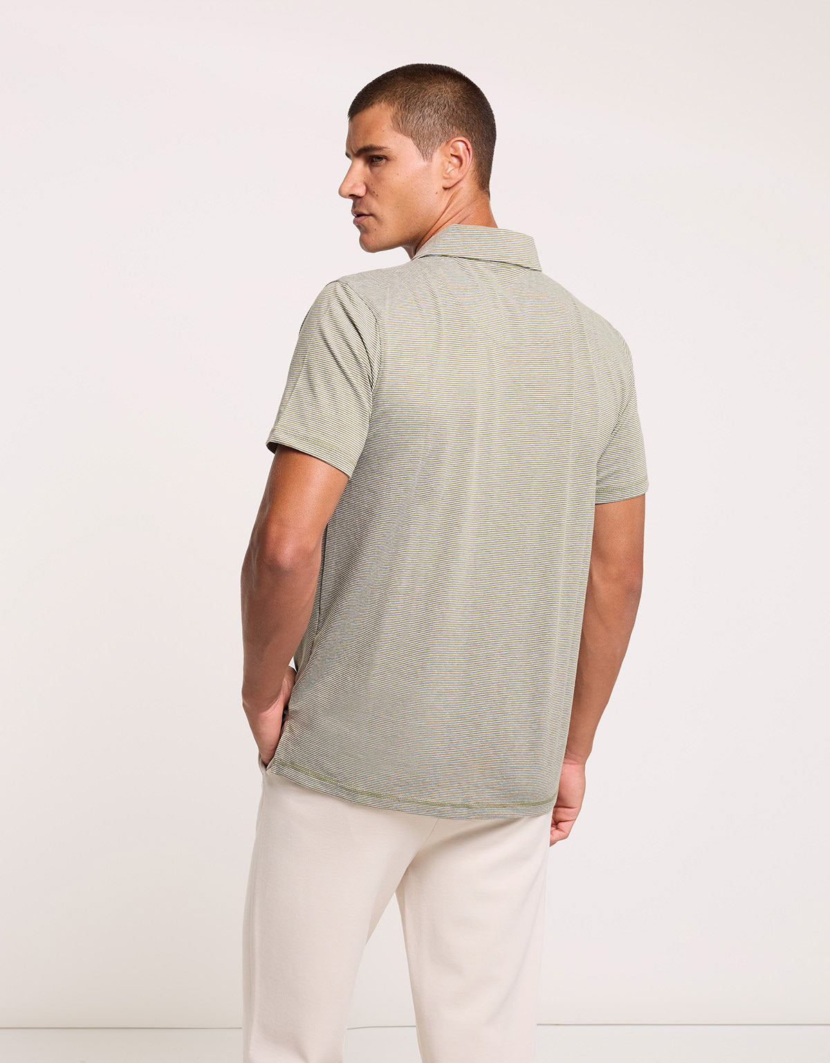 Khaki Striped Polo Shirt - Disi