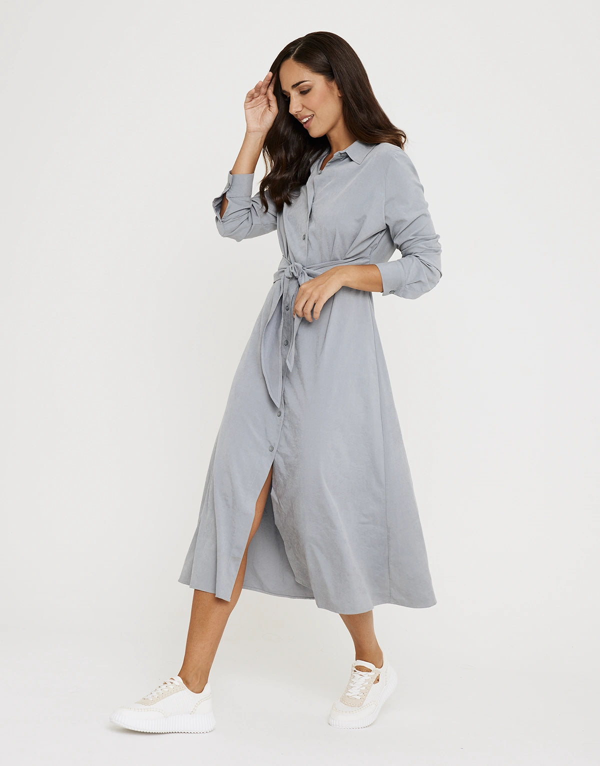 Vestido Largo Camisero Gris - Verona 