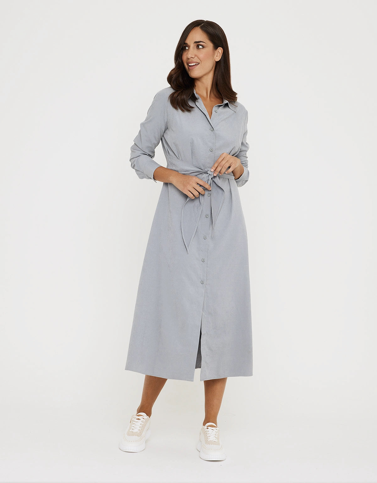 Vestido Largo Camisero Gris - Verona 