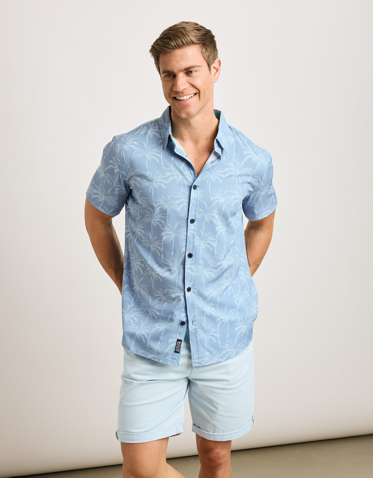 Camisa Manga Corta Azul Claro - Furaira Palm