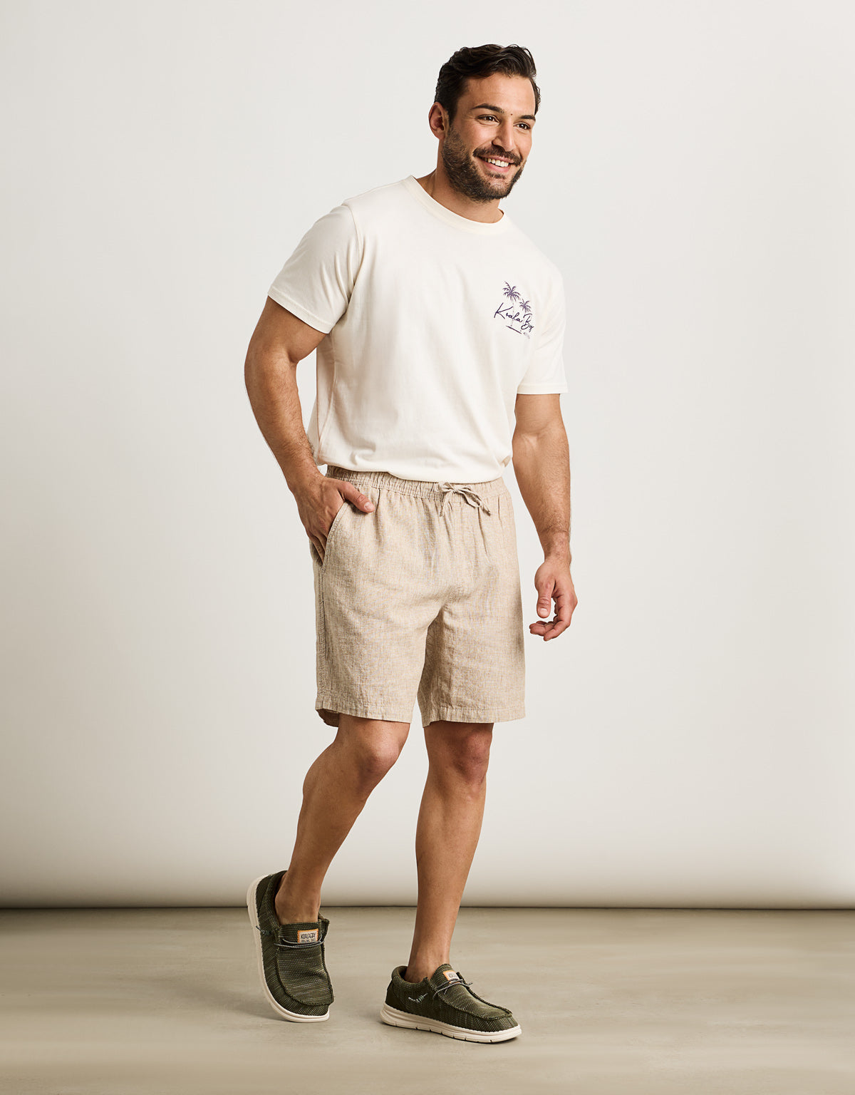 Beige Linen Bermuda Shorts - Damiano