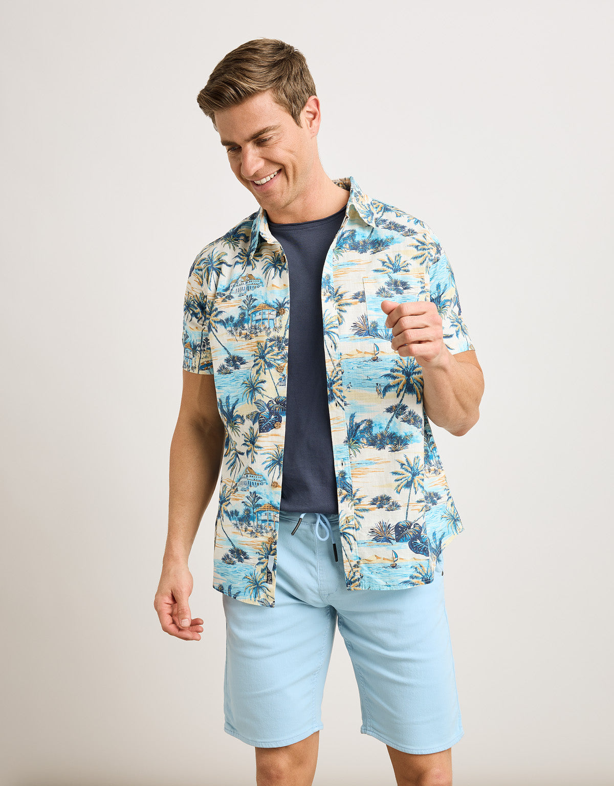 Camisa Manga Corta Azul - Ruspel 