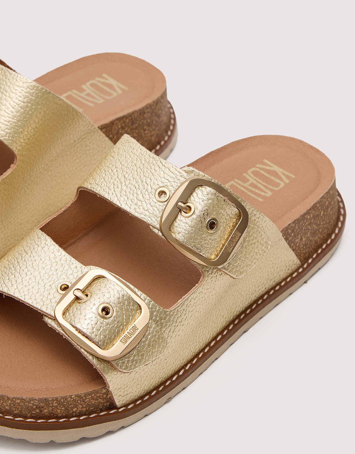 Champagne-coloured Organic Wedge Sandals - Sintran