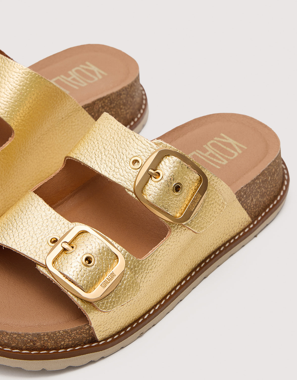 Bio Leather Gold Sandal with Wedge - Sintran