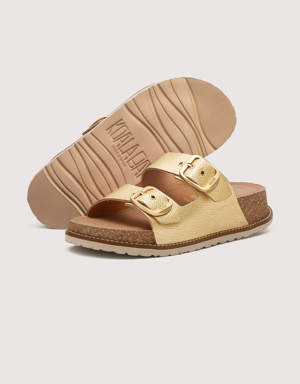 Bio Leather Gold Sandal with Wedge - Sintran