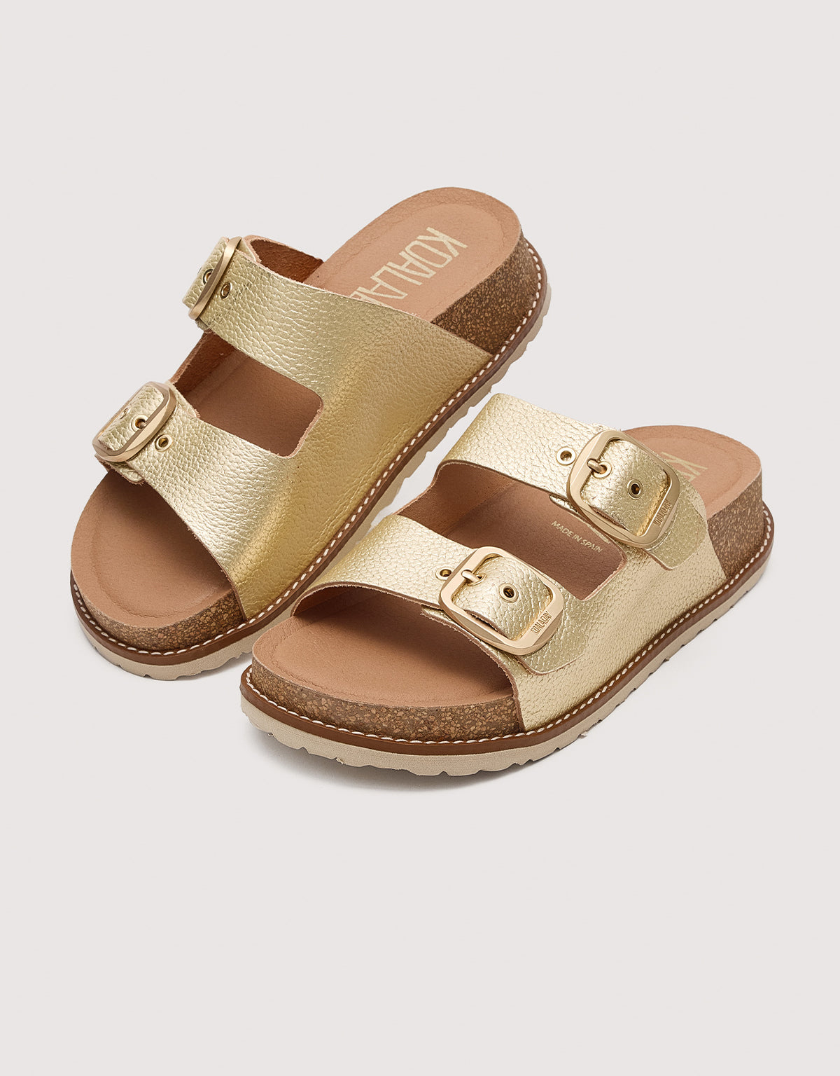 Champagne-coloured Organic Wedge Sandals - Sintran