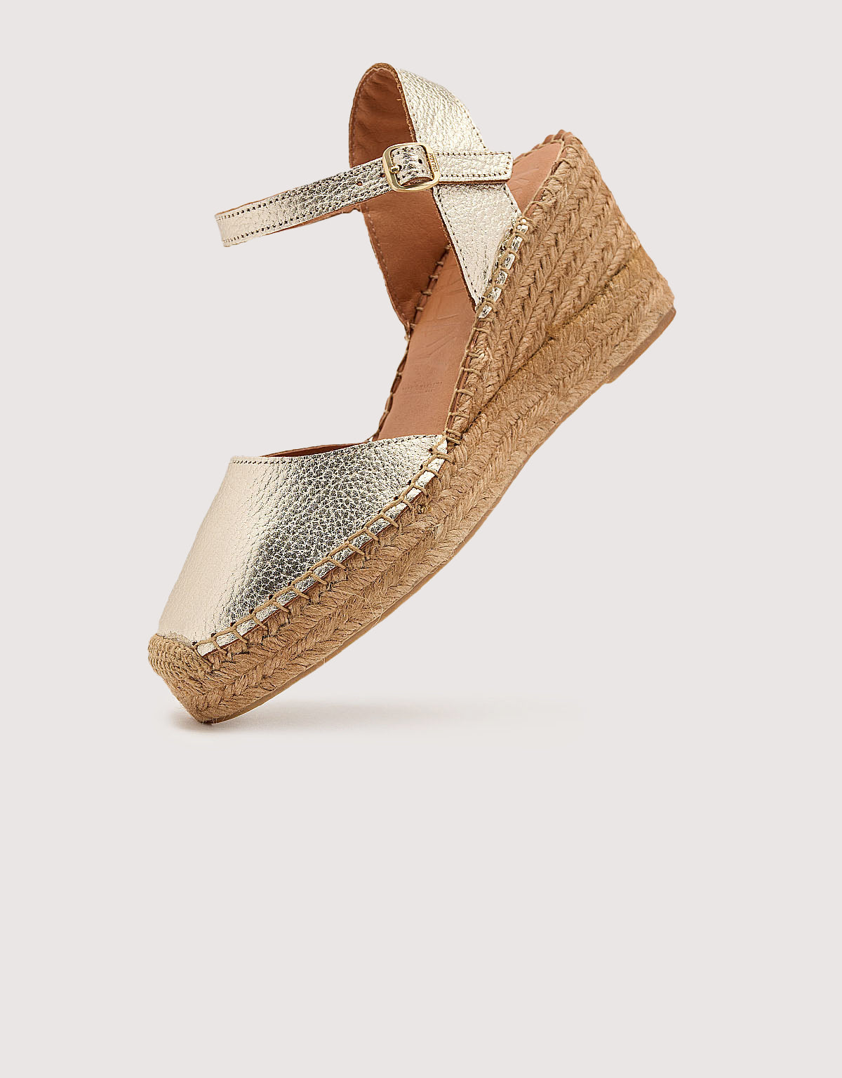 Wedge Leather Sandals Champagne - Carol