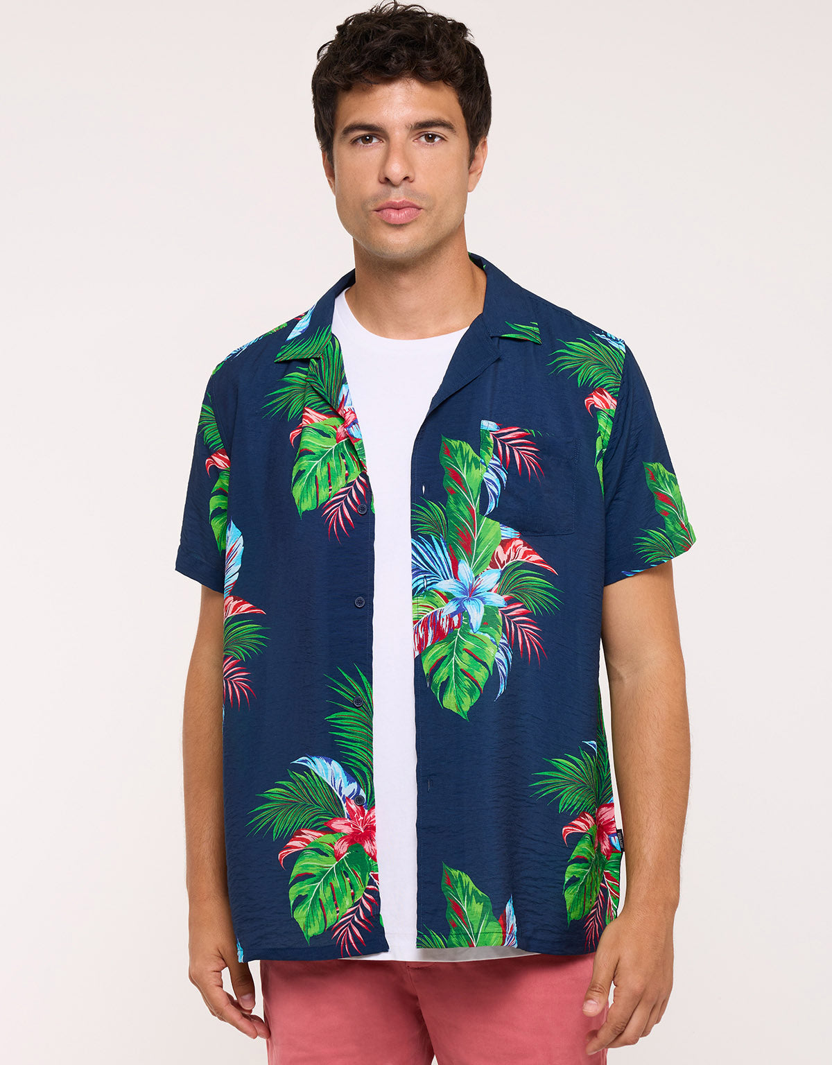 Navy Blue Short Sleeve Shirt - Cattaneo