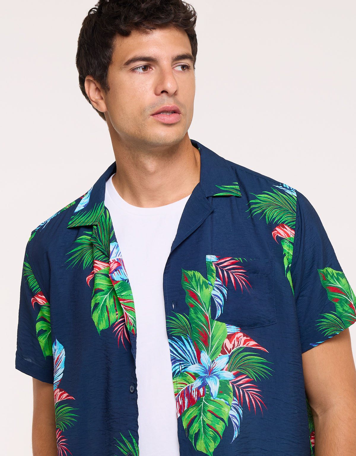 Navy Blue Short Sleeve Shirt - Cattaneo