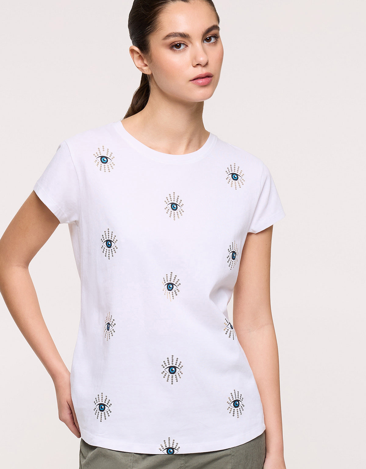 White Evil Eye T-Shirt - Olhosa