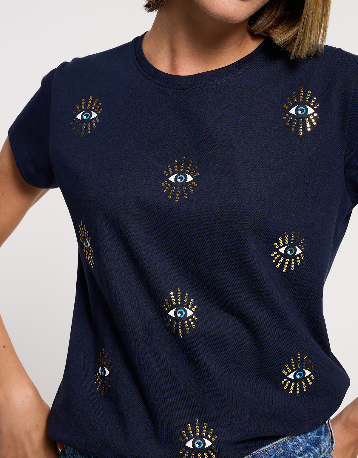 Camiseta Manga Corta Azul Marino - Olhosa 4
