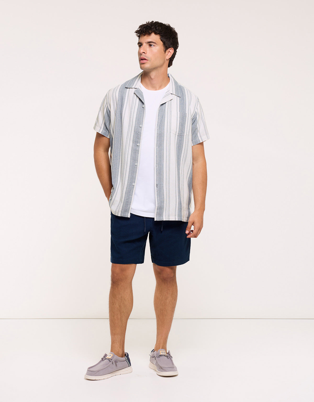 Camisa Manga Corta Rayas Azul - Ocon 5