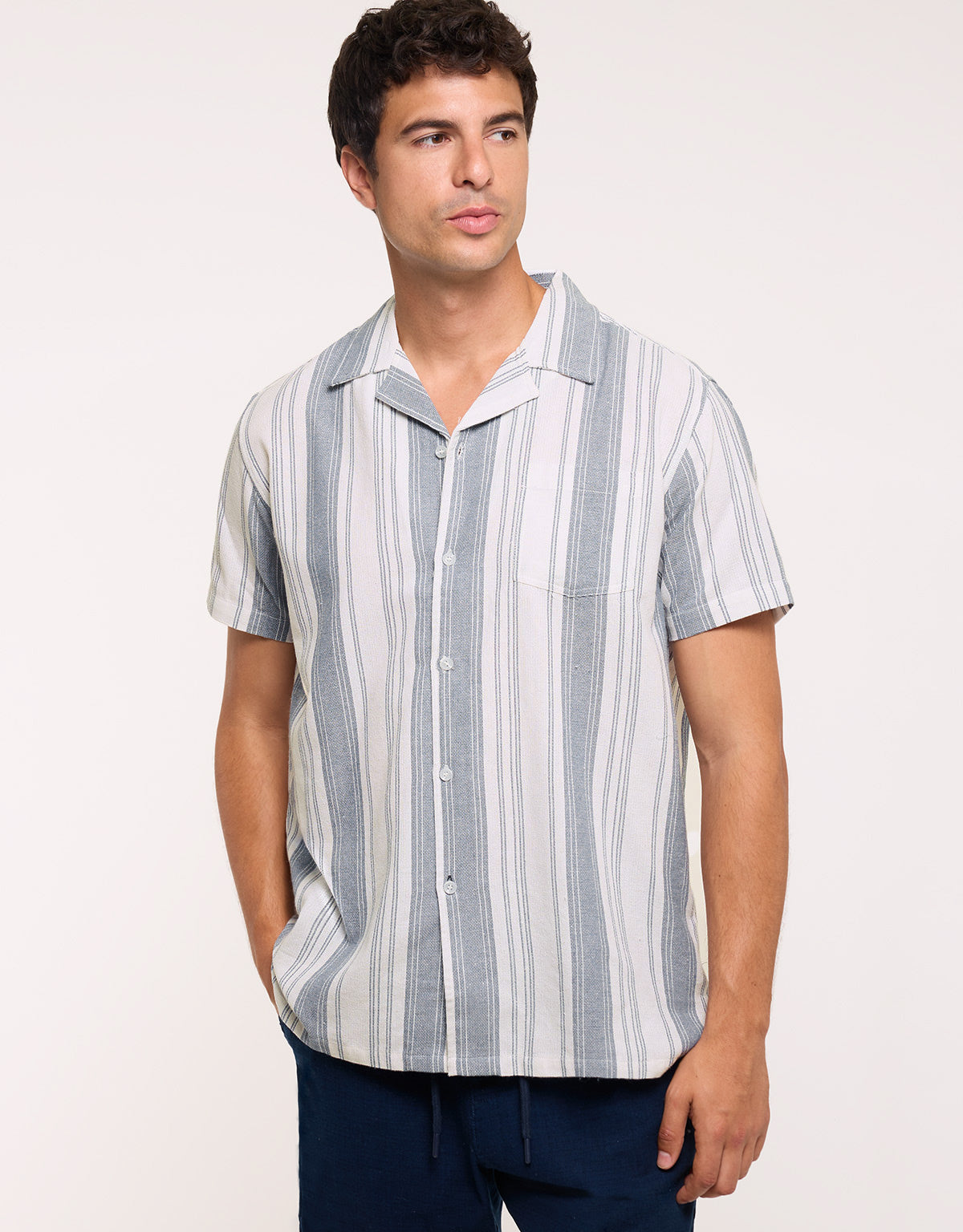Camisa Manga Corta Rayas Azul - Ocon 2
