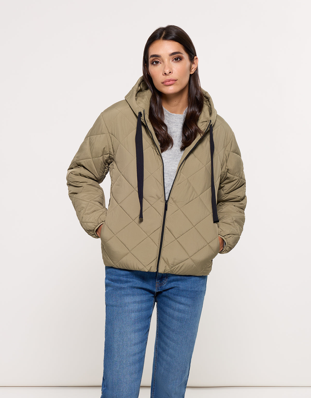 Chaqueta con Capucha Caqui - Dumosa 