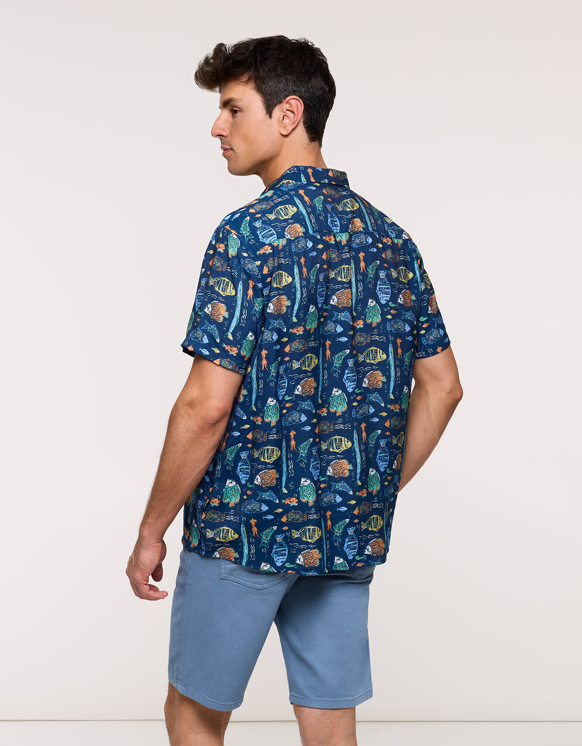 Camisa Manga Corta Azul Marino - Dolfini