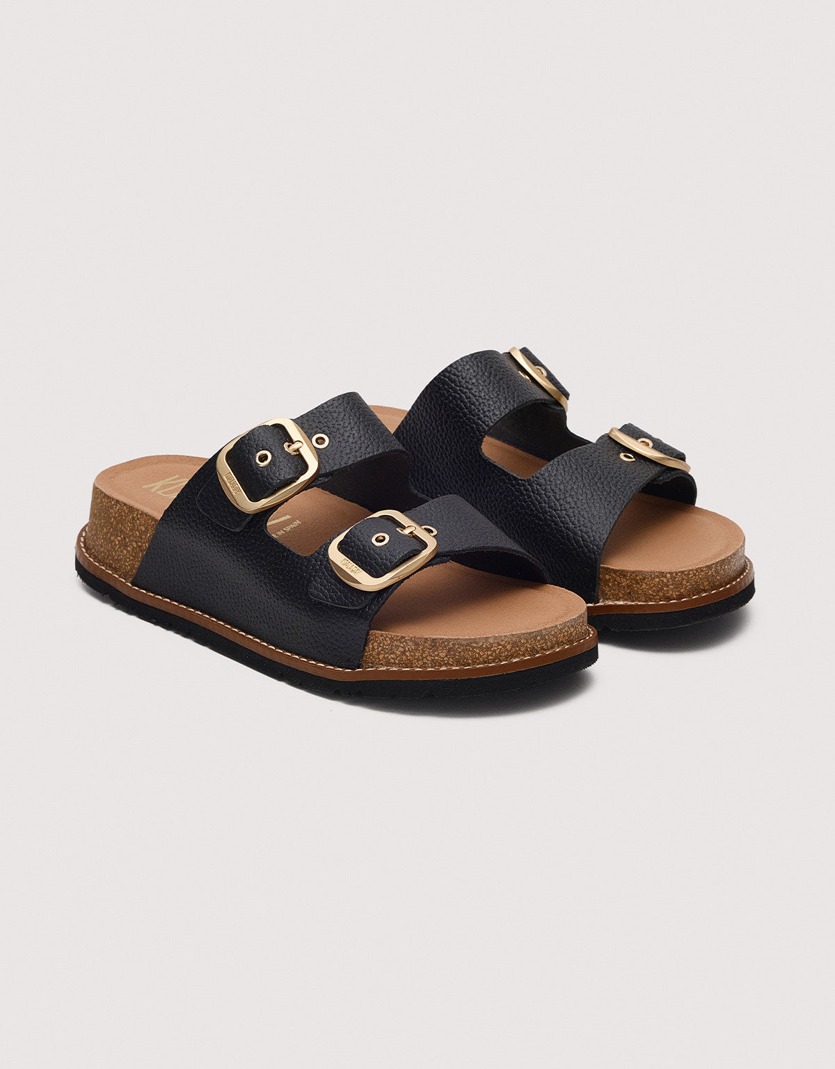 Black Bio Leather Wedge Sandal - Sintran