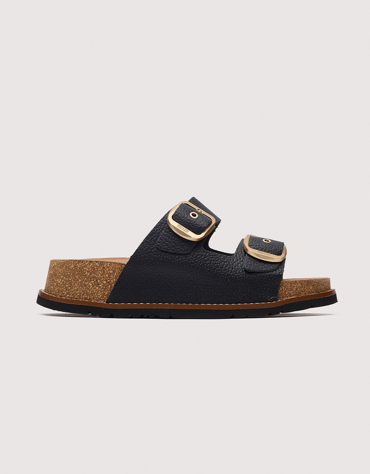 Black Bio Leather Wedge Sandal - Sintran