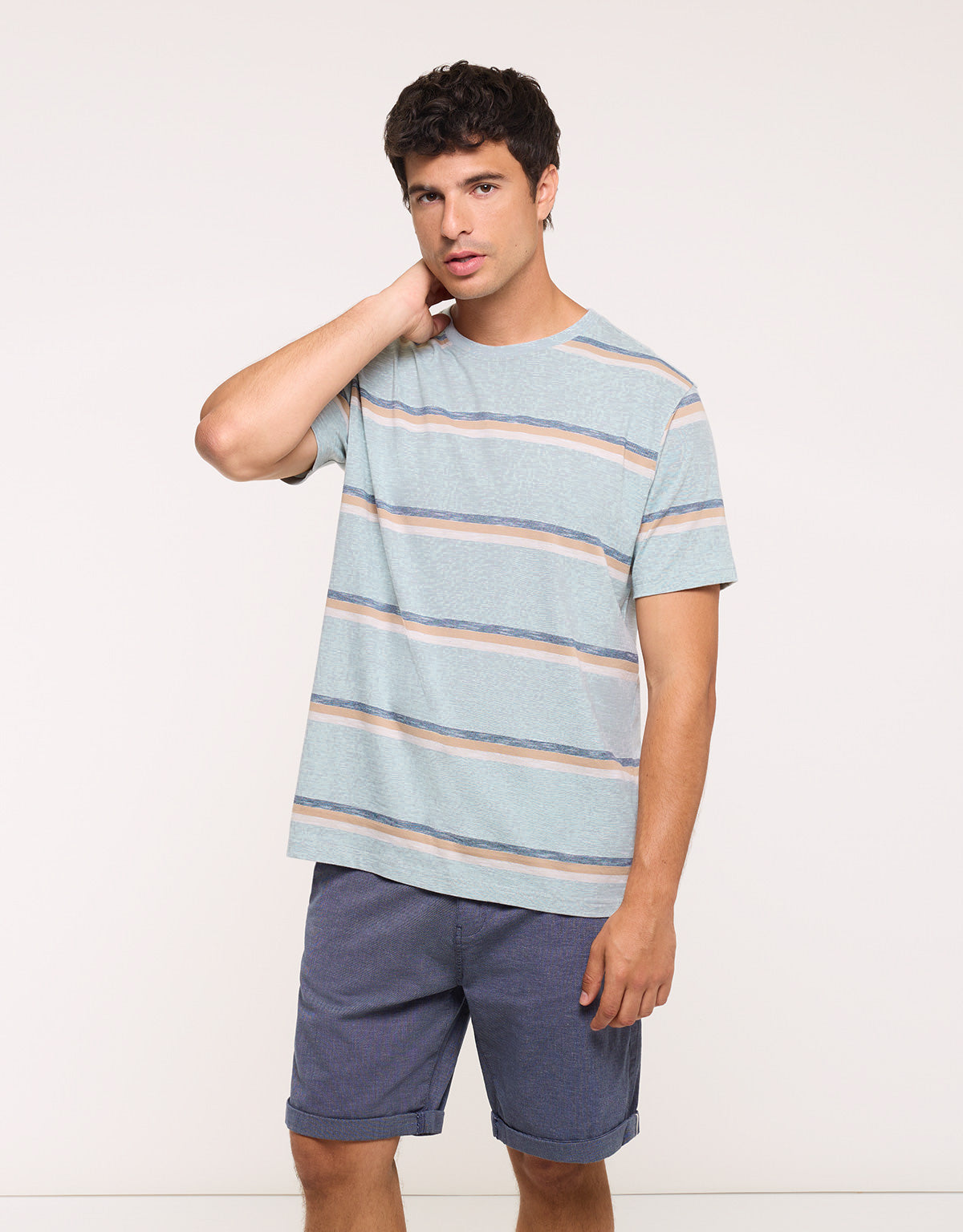Camiseta Manga Corta Rayas Azul - Galiceno