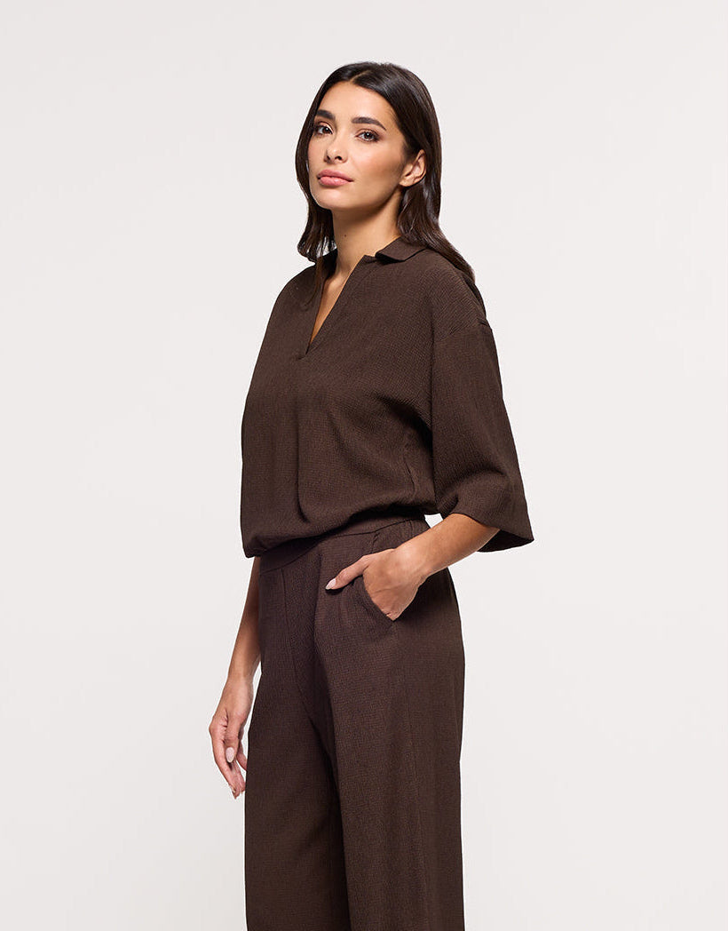 Brown Long Sleeve Blouse - Ponti
