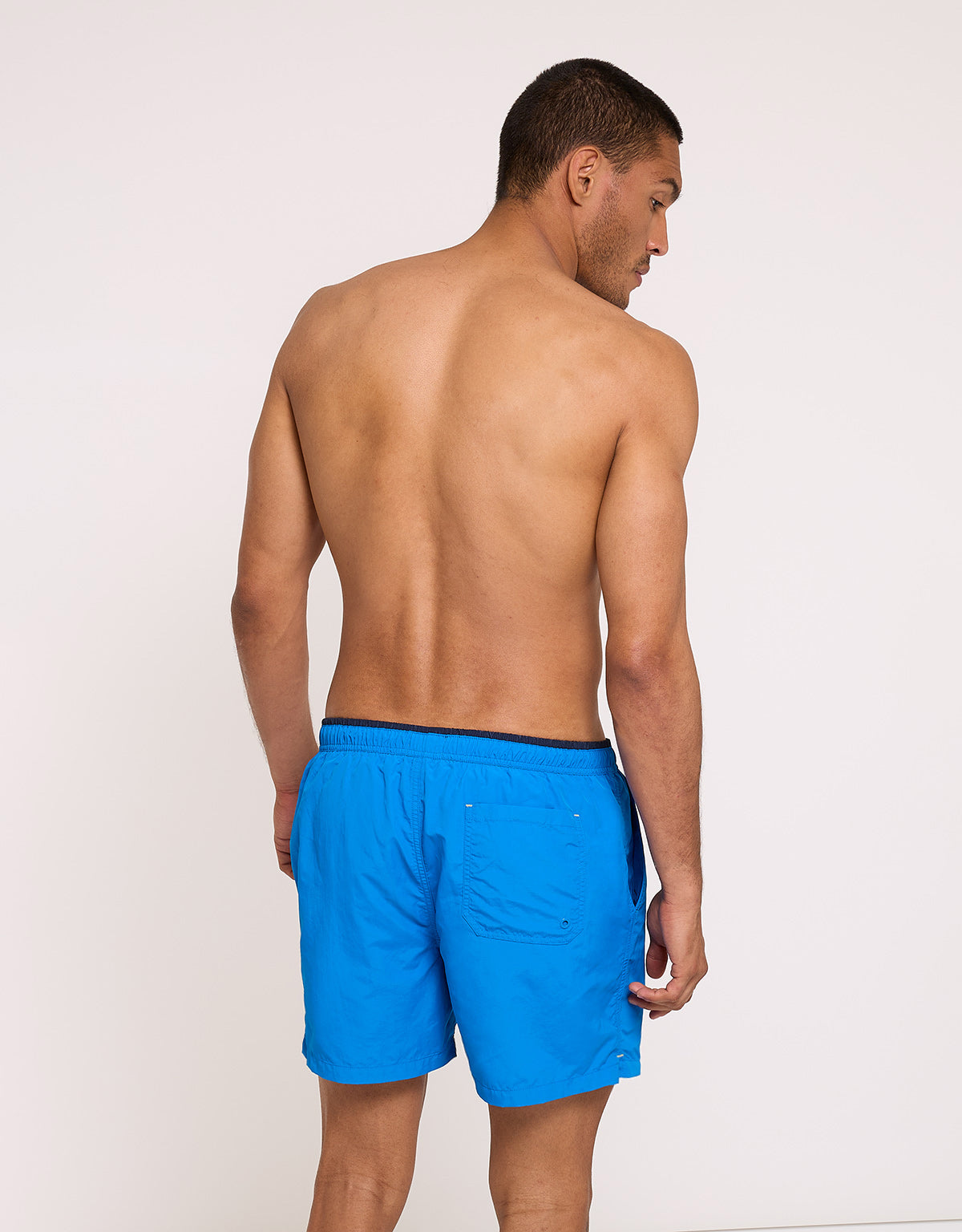 Blue Plain Swim Trunk with Drawstring - Foxly