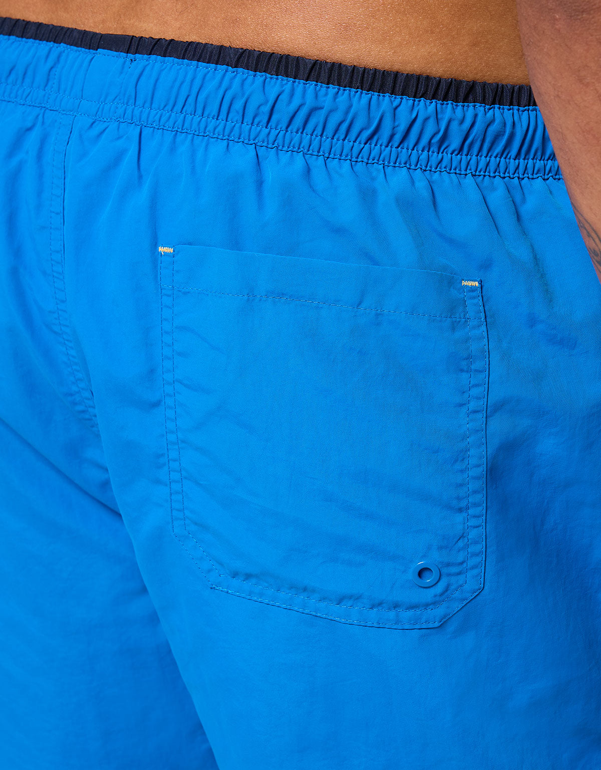 Blue Plain Swim Trunk with Drawstring - Foxly