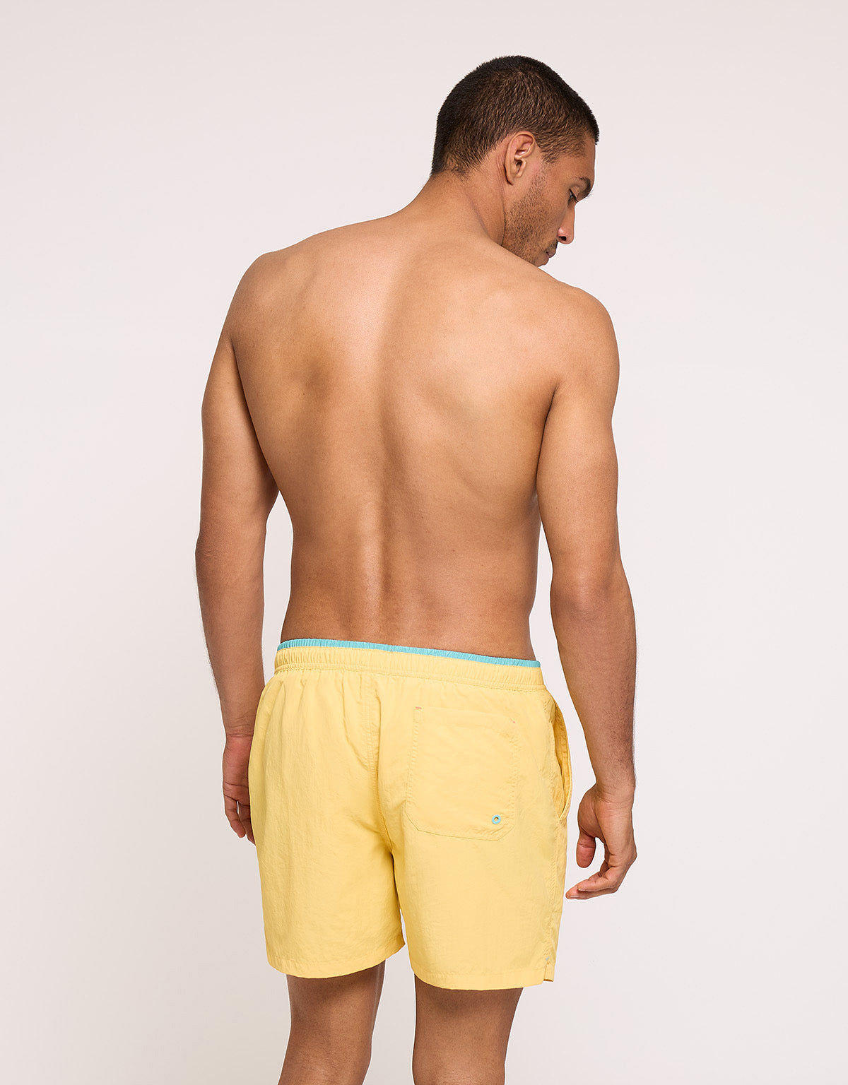 Yellow Plain Swim Shorts with Drawstring - Foxly