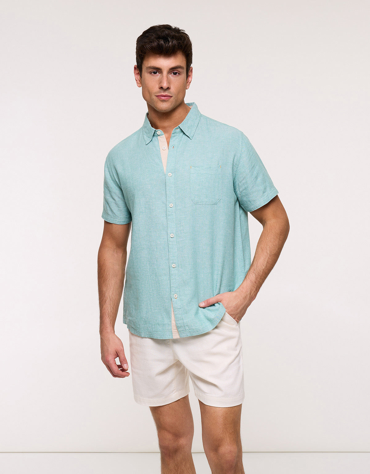 Camisa Manga Corta Turquesa - Kureza 1
