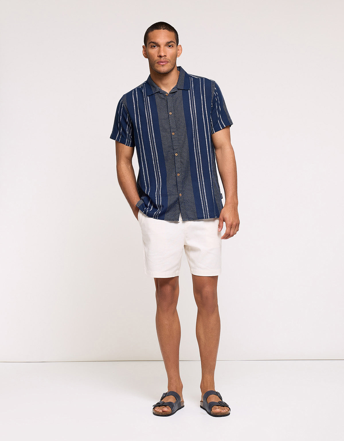 Camisa Manga Corta Azul Marino - Linito 5
