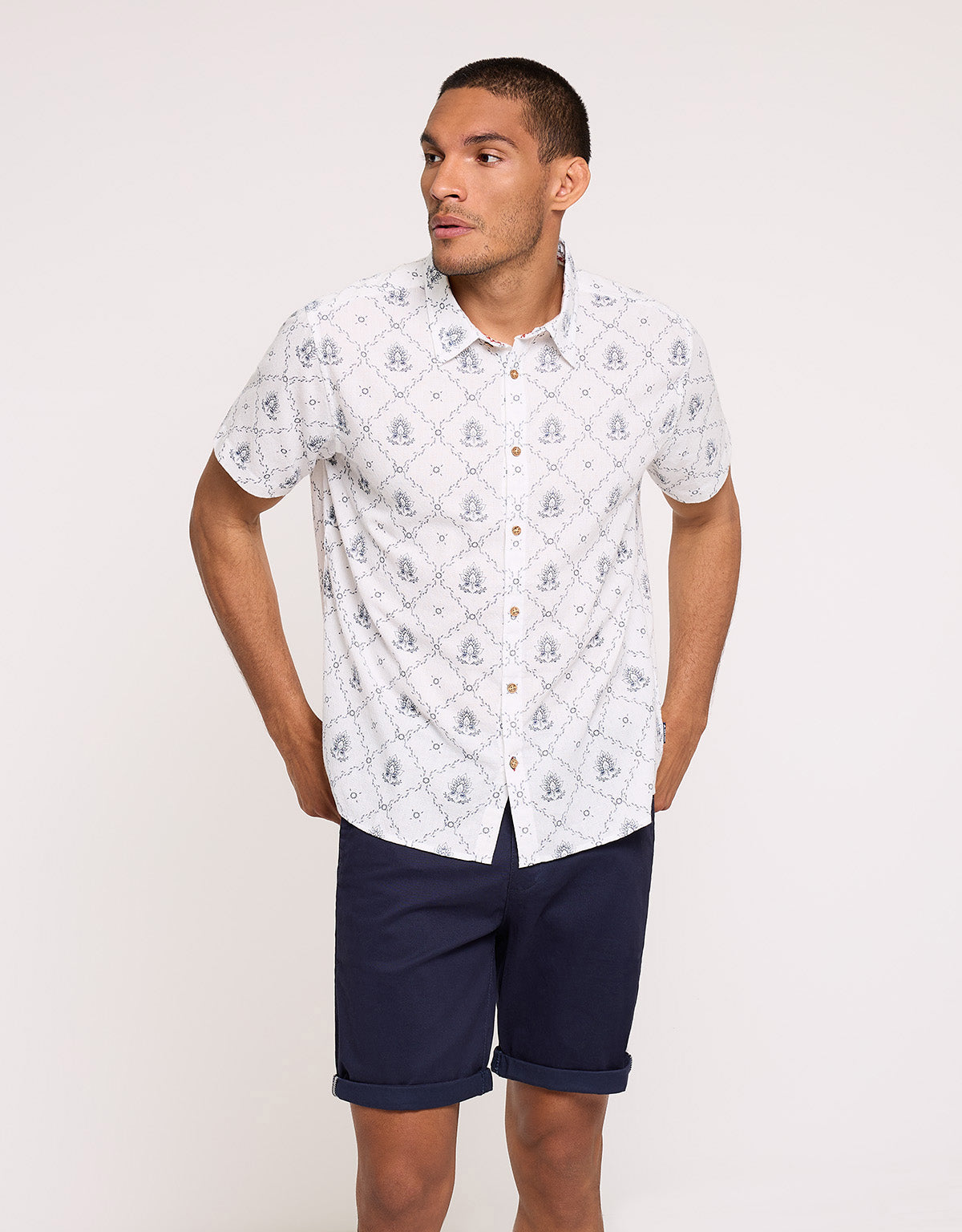 Short Sleeve Beige Shirt - Naipes