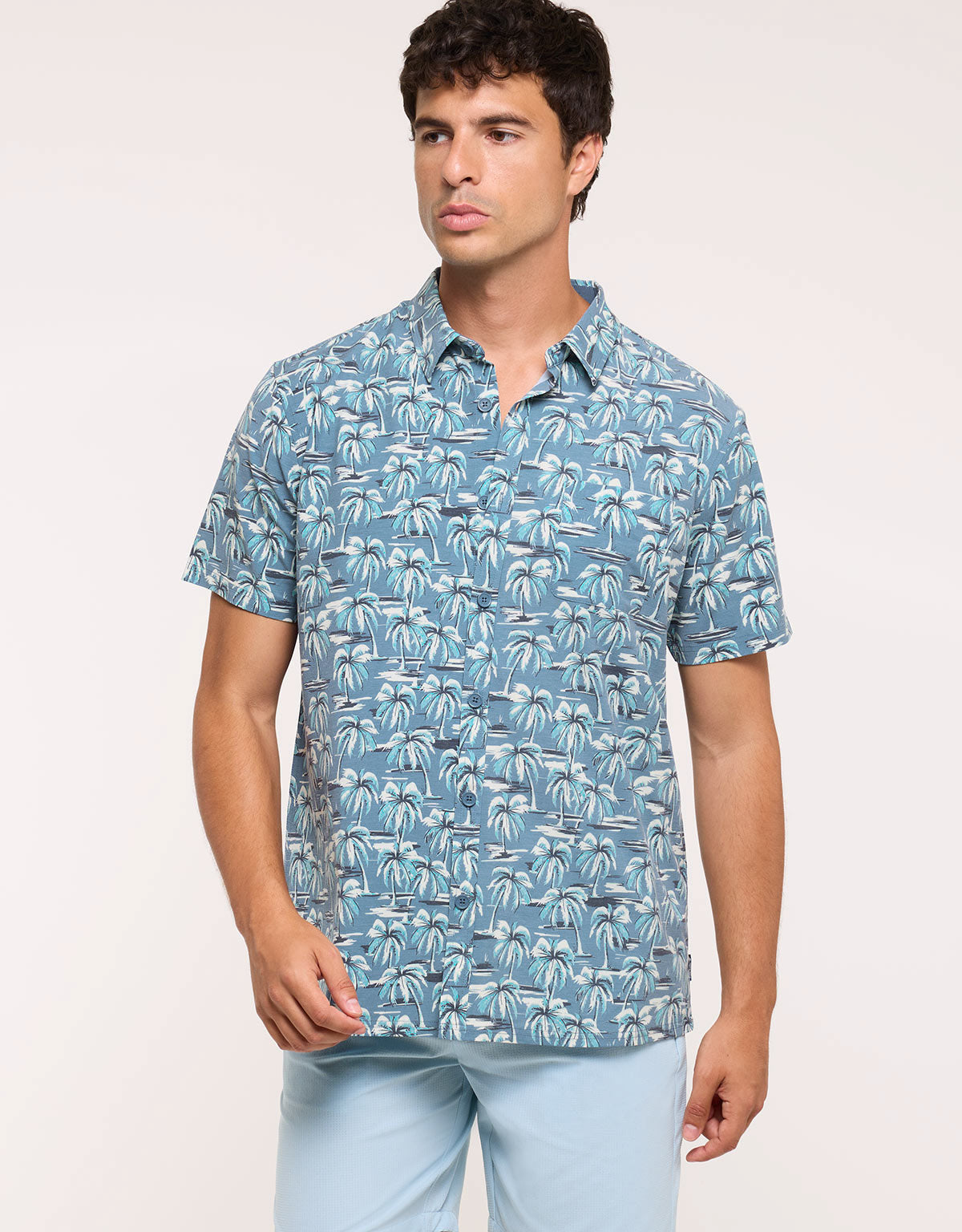 Blue Tropical Print Shirt - Pastelpalm