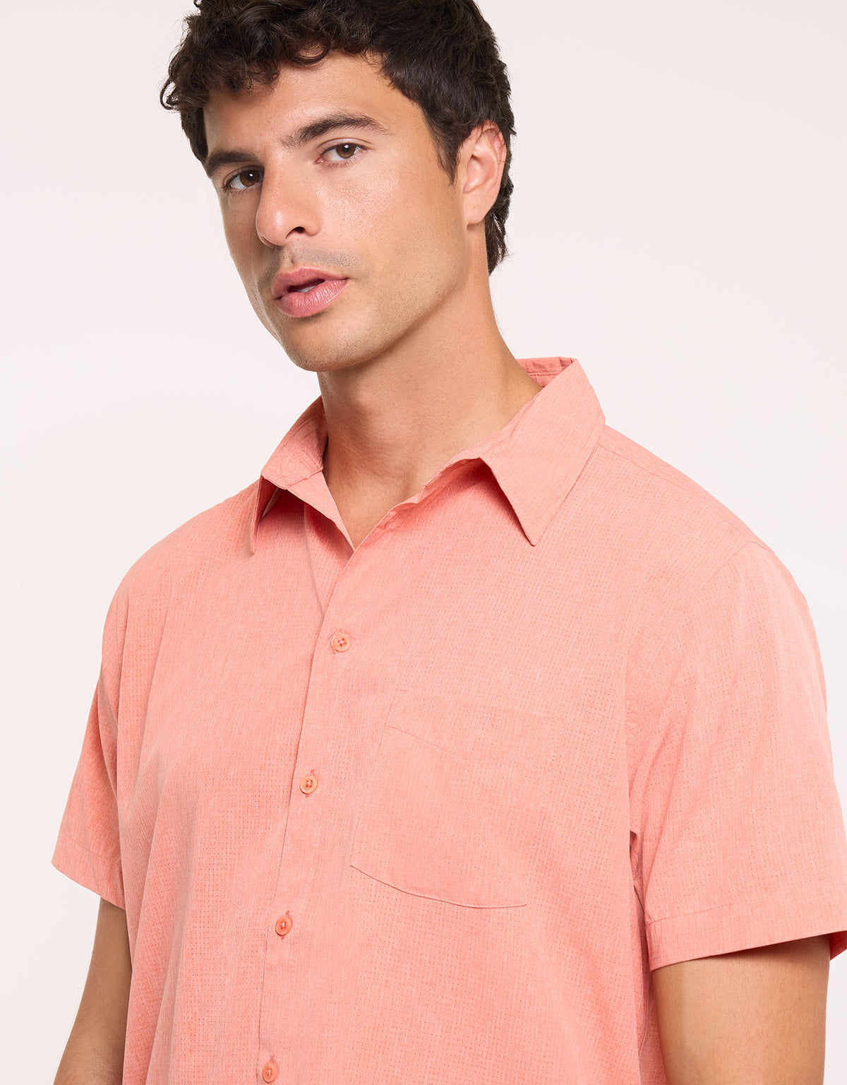 Camisa Manga Corta Naranja Jaspeado - Camilando 4