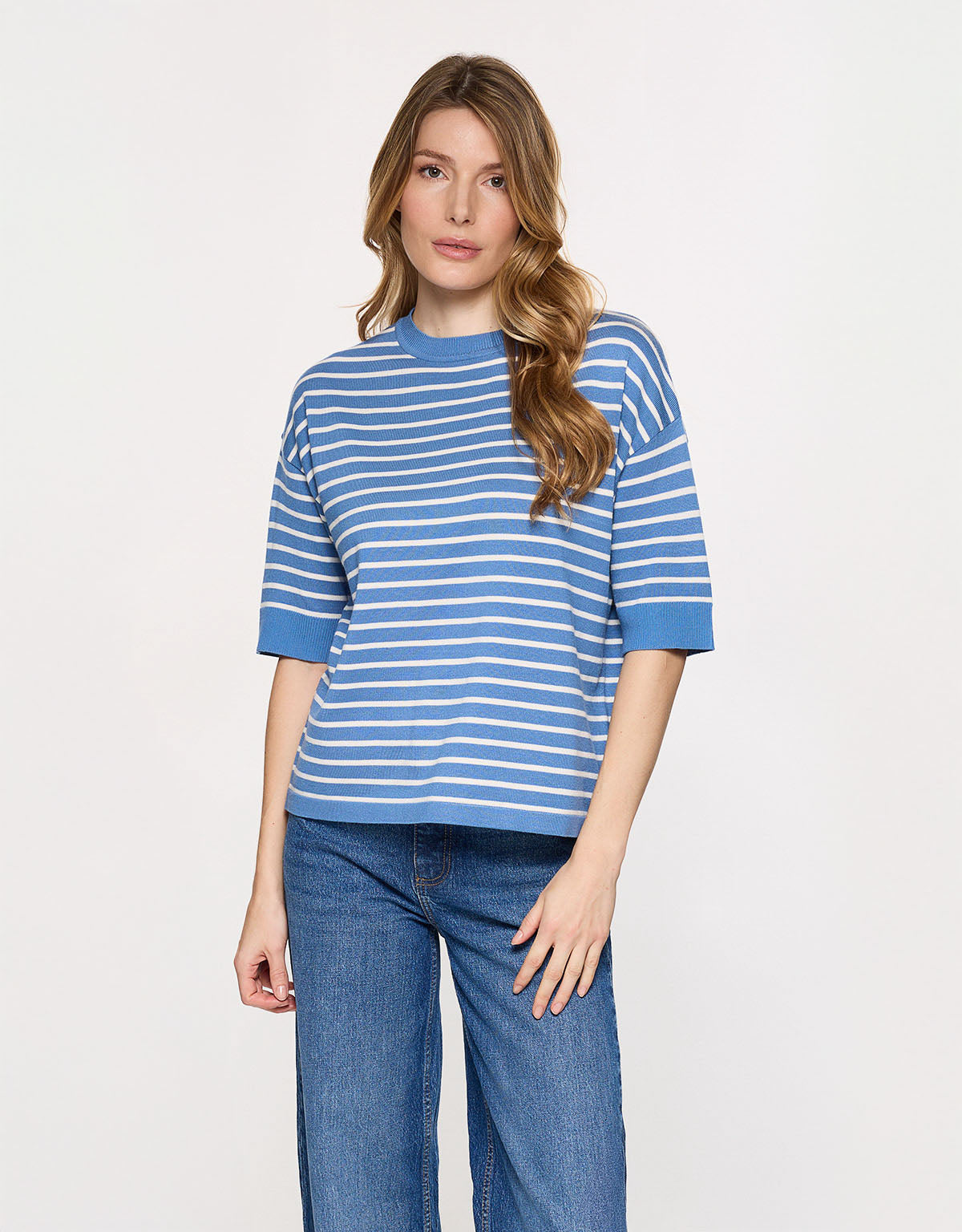 Camiseta de Punto a Rayas Azul - Gratera