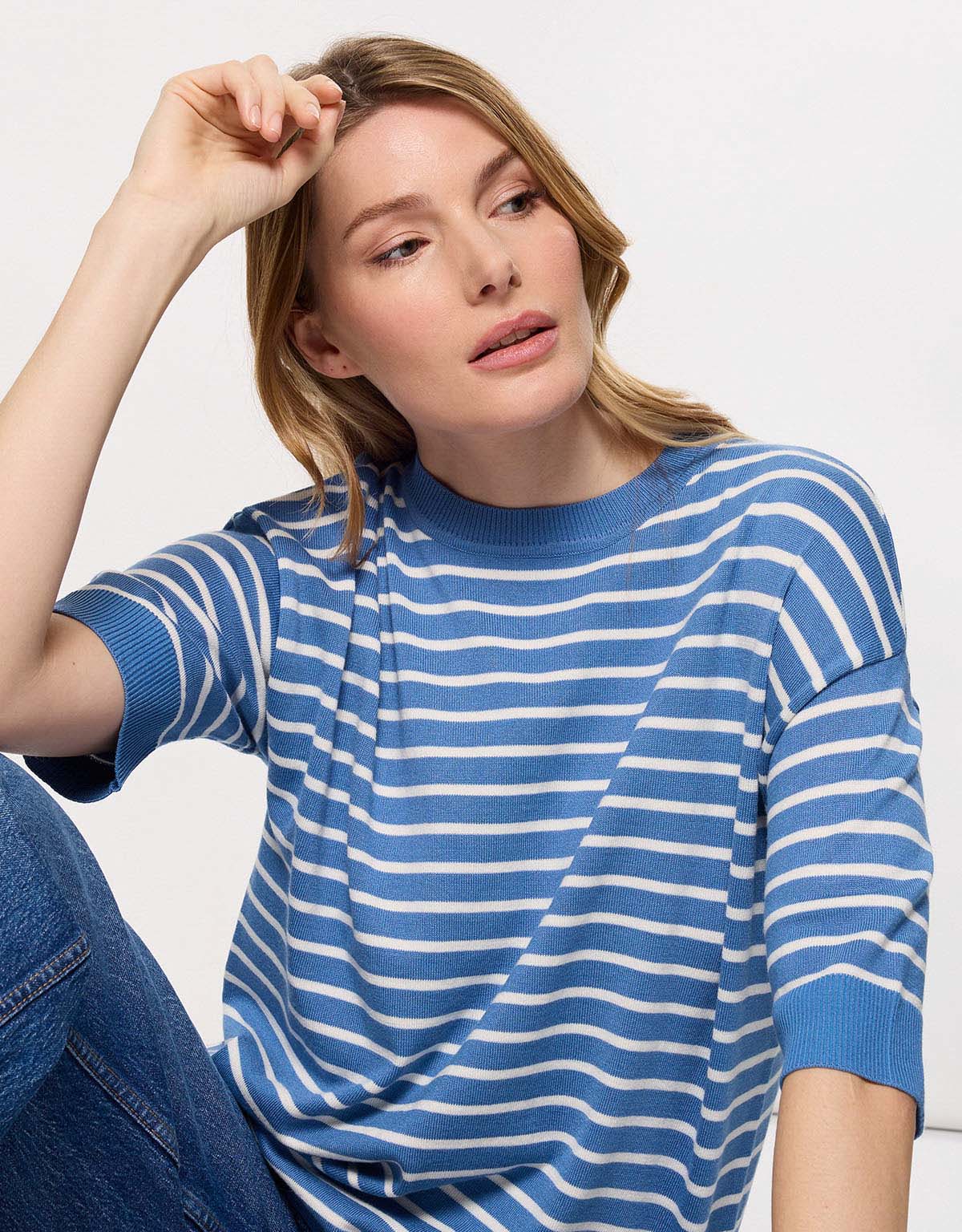 Camiseta de Punto a Rayas Azul - Gratera 2