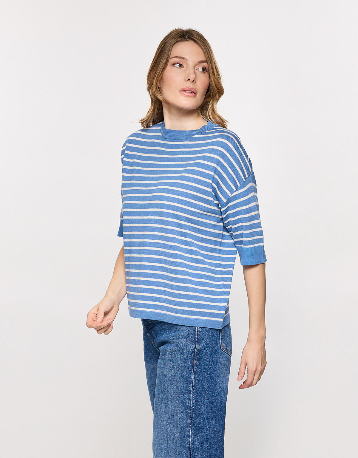 Camiseta de Punto a Rayas Azul - Gratera 3