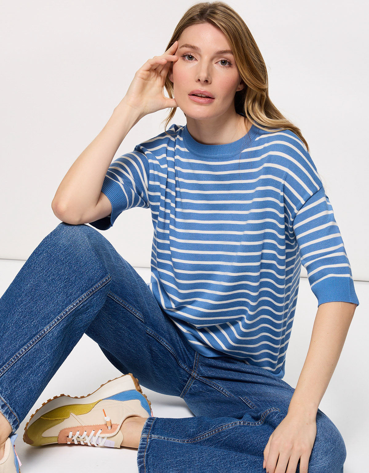 Camiseta de Punto a Rayas Azul - Gratera 5