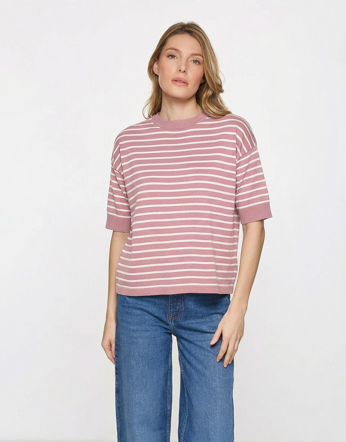 Pink Striped Knit T-Shirt - Gratera