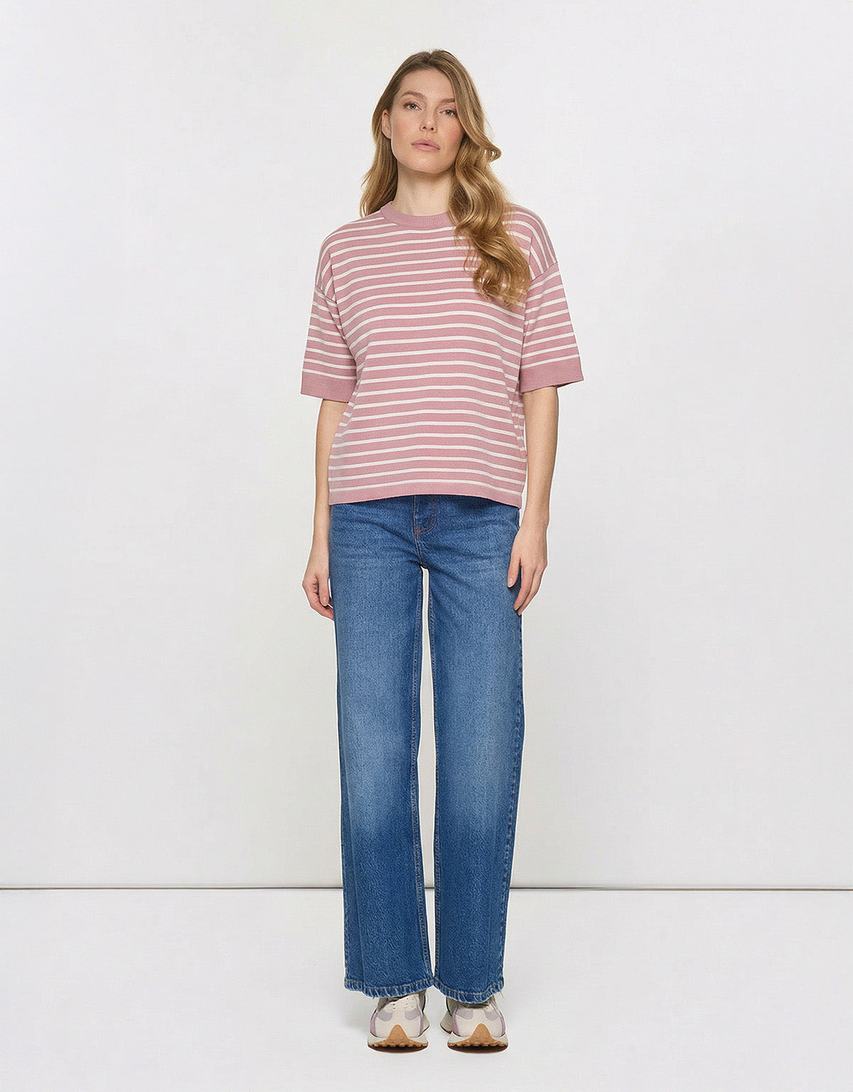 Pink Striped Knit T-Shirt - Gratera