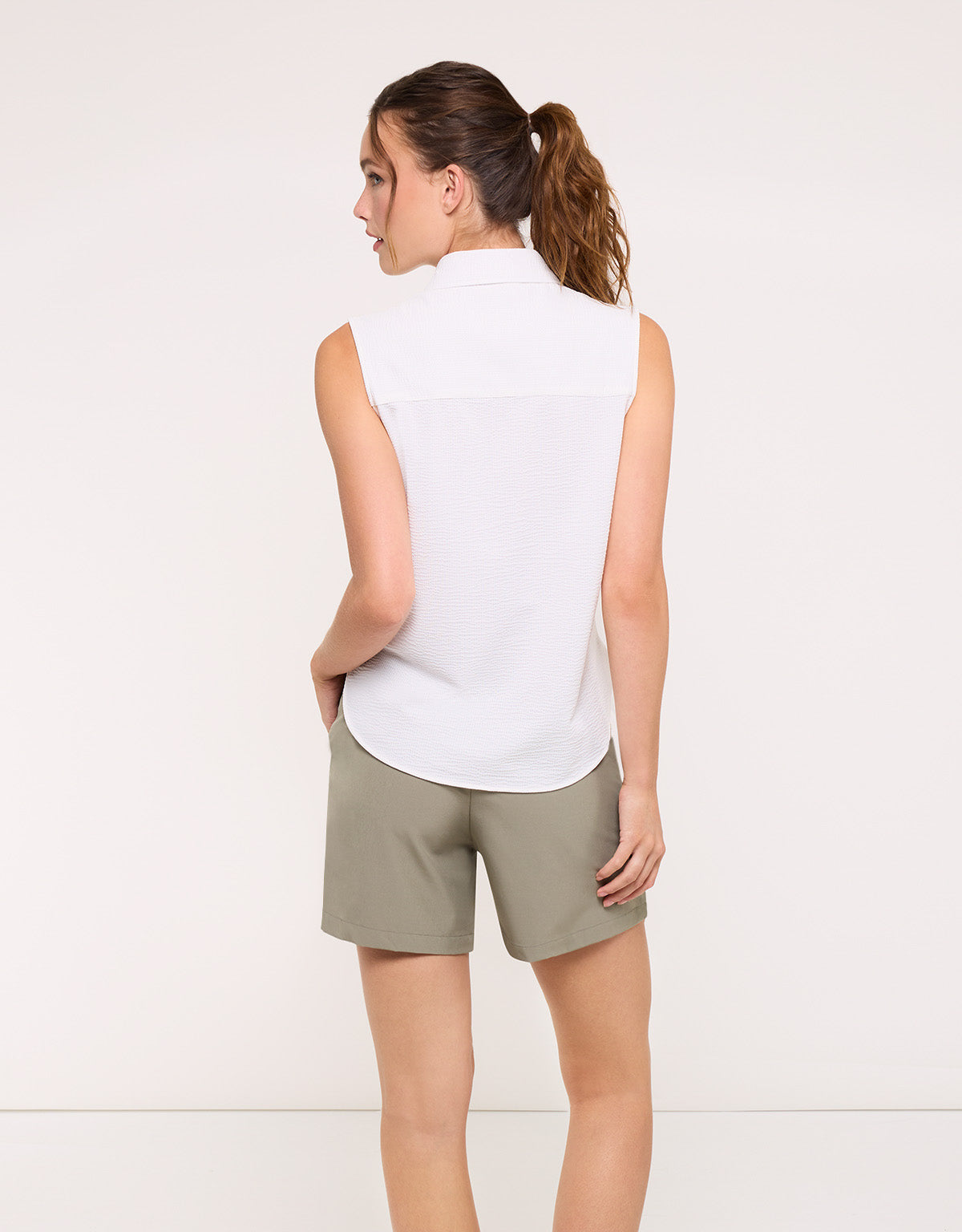 White Sleeveless Shirt - Salin